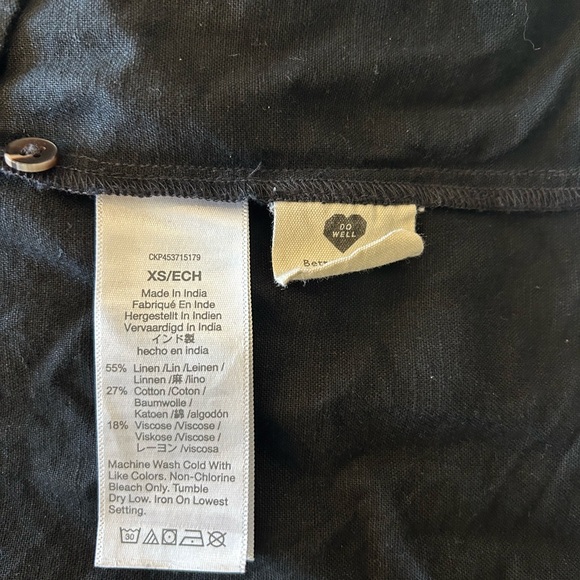 Madewell Black Linen-Blend Alexandra Button-Front Mini Dress XS (x-small) - Picture 7 of 7